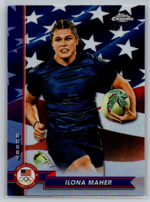 Ilona Maher 2024 Topps Chrome US Olympic Team Flag Refractor RC /76 #11
