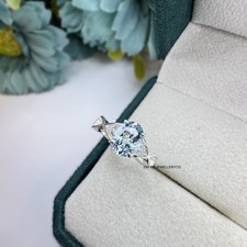 Blue Aquamarine Ring, Birthstone Ring, 925 Sterling Silver, March Birthstone