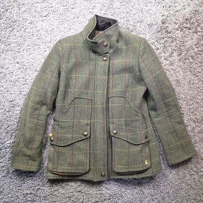 Joules Sakko Damen 12 Tweed Fieldsheer Grün Fischgrät Mantel