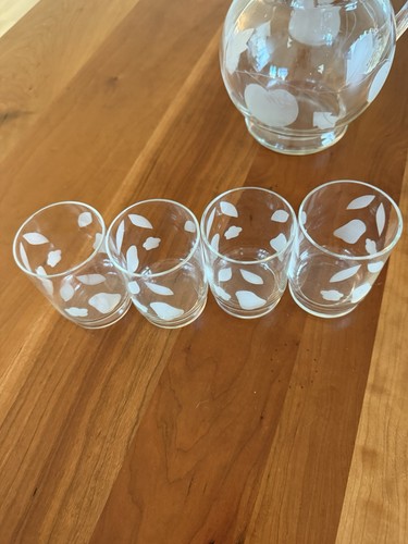 Vintage Etched Glass Juice Set – Pitcher with 4 Glasses – Art Deco - Picture 13 of 14