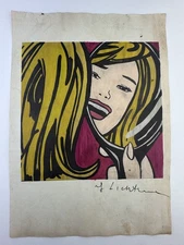 Roy Lichtenstein COA Art Painting Original Drawing Vintage Paper Signed