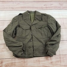 VINTAGE US Military Field Jacket Mens 38R Green Cropped 1940s WWII Era Wool