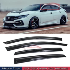 For 2017-2021 Honda Civic Hatchback JDM Mugen Style Window Visors Rain Guards