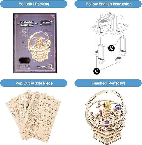 ROBOTIME Music Box 3D Puzzle Wooden Model Kits Set Gift - Choose - Picture 7 of 61