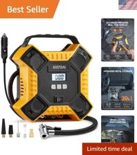 Efficient 12V Tire Inflator with LED Light & Pressure Detection for Emergencies