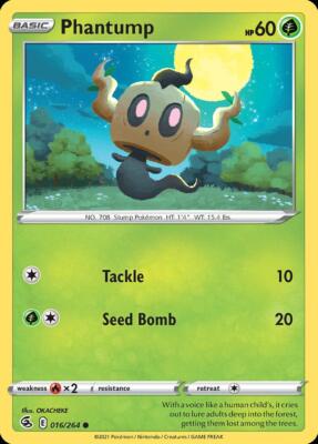 Pokemon Phantump (16/287) Fusion Strike LP REVERSE HOLO
