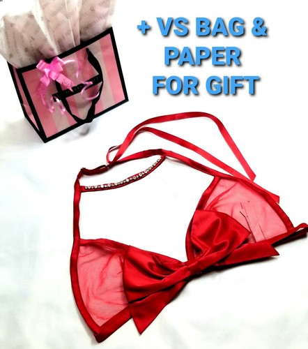 VICTORIA'S SECRET BRA DREAM ANGEL'S SEXY RHINESTONE CHOKER RED BOW size XL $59.5 - Picture 2 of 12