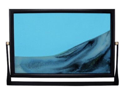 Dynamic 3D Flowing Blue Glow in Dark Sand Picture Black metal Swivel frame 8x12 