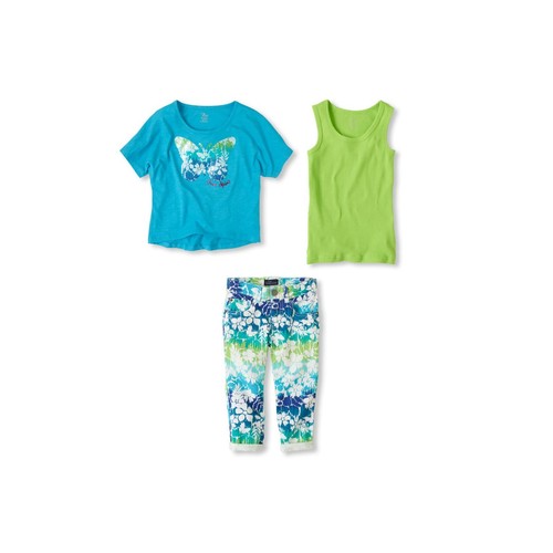CHILDREN'S PLACE 8 Girls Blue Green Butterfly Top Tank and Denim Floral Capris - Picture 9 of 9