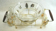 Starlyte Anchor Hocking Salad Bowl Serving Caddy w/Salt, Pepper, 2 Cruets  M4867