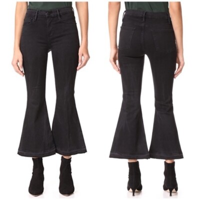 Frame Denim Le Crop Bell Black Jeans 25 Stretch Flare