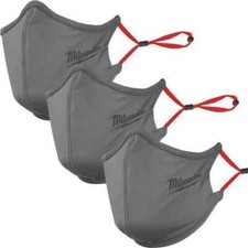 Milwaukee Face Mask Reusable, Lightweight Breathable, Gray, 3 PACK