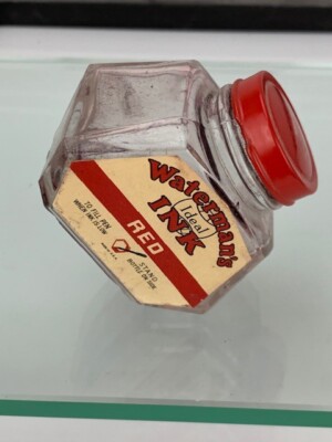 Waterman  2 oz Red Ink Tilt Bottle No Ink Made in USA  (m274)