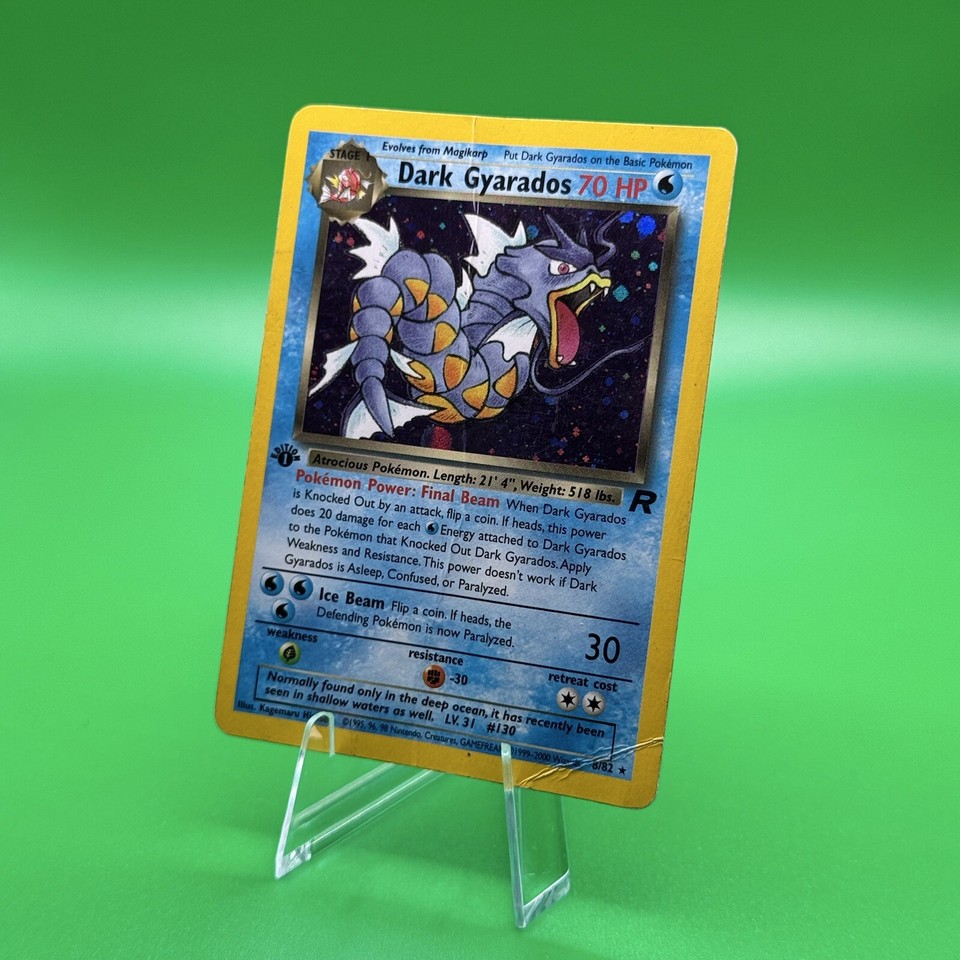(1st edition) Pokemon DARK GYARADOS Card TEAM ROCKET Set 8/82 Holo HP Damaged eBay