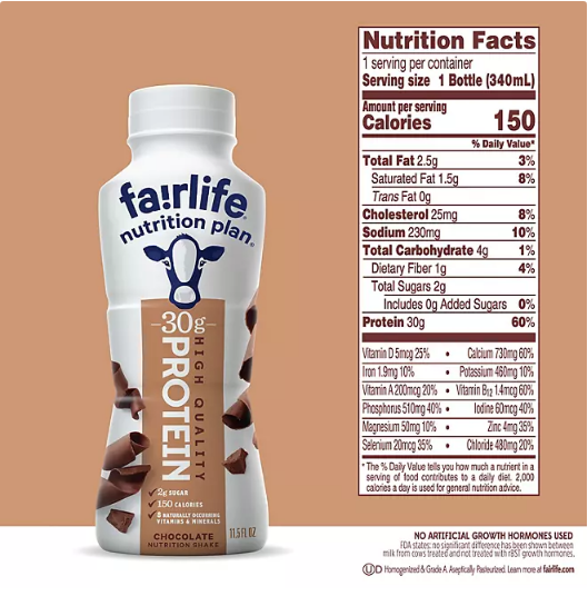Fairlife Nutrition Plan 30g Protein Shake, Chocolate 11.5 fl. oz., 12