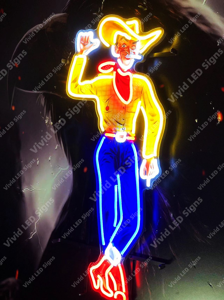 Las Vegas Cowboy VIC Casino Vivid LED Neon Sign Light Lamp With