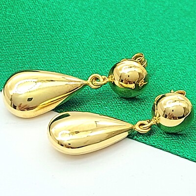 Ladies Yellow Gold Earrings 9ct (375, 9K) Teardrop Shape Dangle