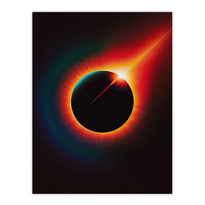 Totale Sonnenfinsternis Orange Blau Ring Feuer Design Wandbild Poster Druck