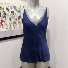 Julianna Rae Camisole In Navy Blue. Silk With Lace Trim. Sz.Sm