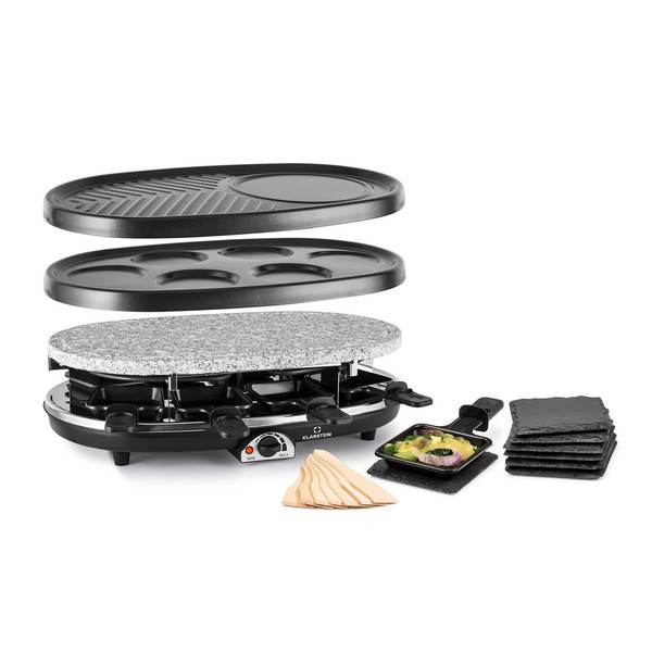 Raclette-Grill 4In1 Elektro Tischgrill Crepes-Maker Naturstein Balkon 8 Personen-image