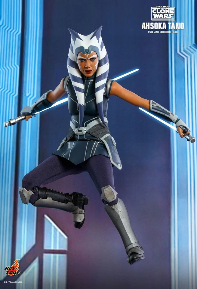 Figura de acción Star Wars: The Clone Wars Ahsoka Tano Hot Toys escala 1/6 nueva Foto 3 de 4