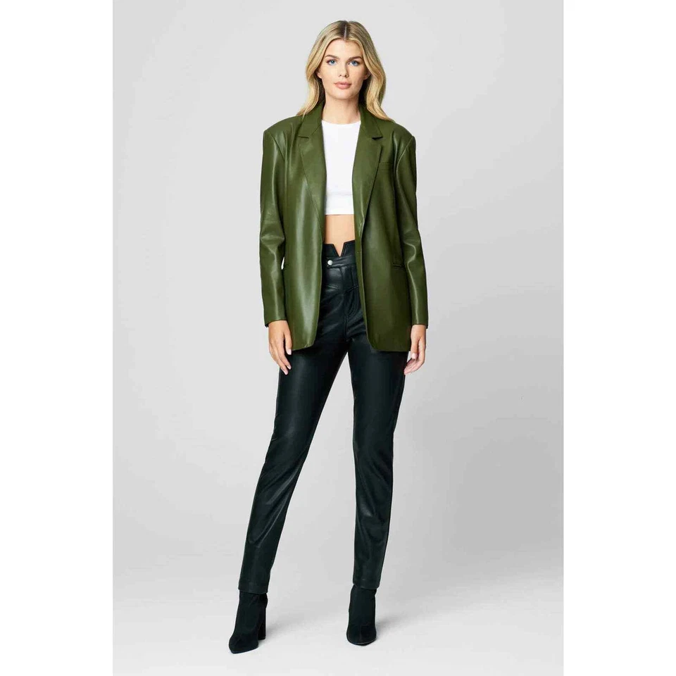 Chaqueta Blazer BLANKNYC Talla Grande Un Botón Cuero Sintético Para Mujer Talla XS NUEVA SIN ETIQUETAS