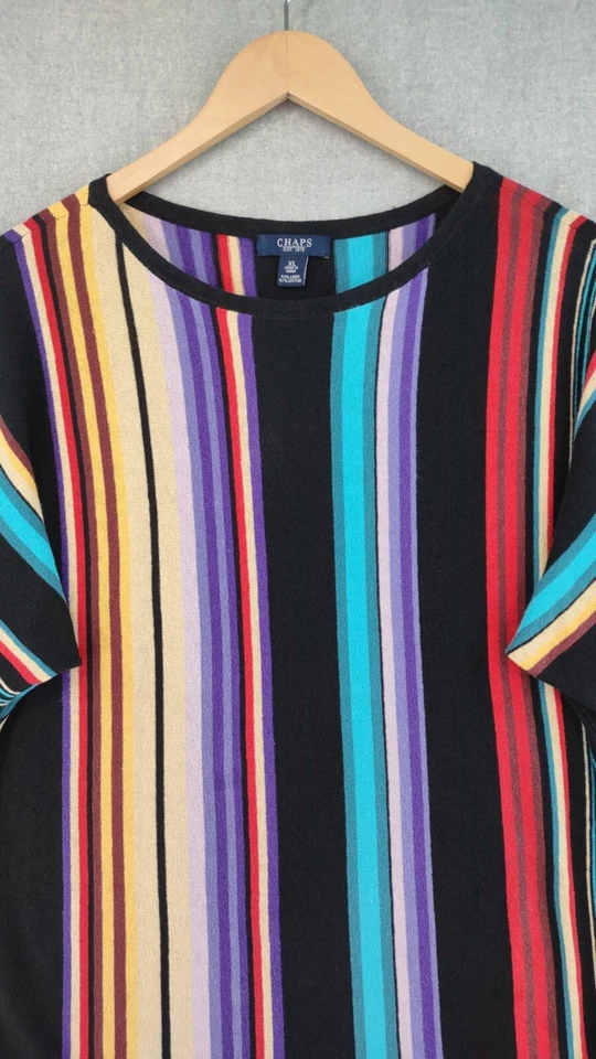 Suéter Chaps Ralph Lauren XL Tejido Azteca Serape Rayas Túnica Suroeste Bohemio Foto 3 de 4