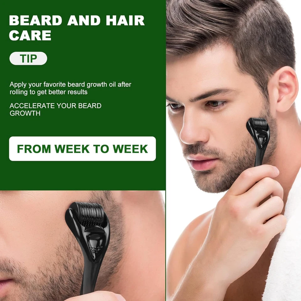 Beard Roller Dermaroller Microneedling Nadelroller Bartwachstum Haarverlust 1 mm - Bild 3 von 4