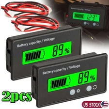 2Pcs LCD Display DC Battery Monitor Meter 12v 24v 36v 48v For Car RV Solar US