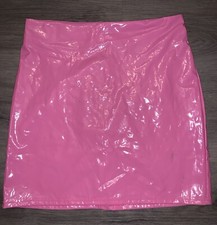Women  s Barbie Faux Pink Leather Skirt Size Small GUC