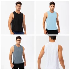 Men Summer Sports Fitness Vest Running Quick Dry Breathable Athletic Gym Tops