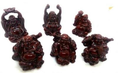 Set of 6 Laughing Prosperity Good Luck Buddhas 10213