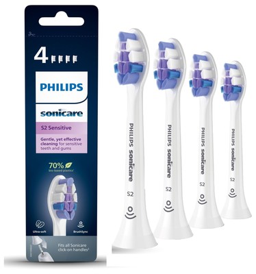 Philips S2 Sensitive HX6054/10 4x Ultra Soft Bürstenköpfe für Schallzahnbürst...