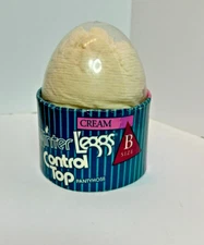 Winter L'eggs CREAM Control Top Pantyhose Size B in Egg Vtg 80's 90's Set Prop?