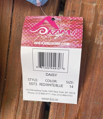 Kanu Surf Big Girls' One Piece Swimsuit Daisy - Red/White/Blue, Size 14 NWT - Picture 3 of 3