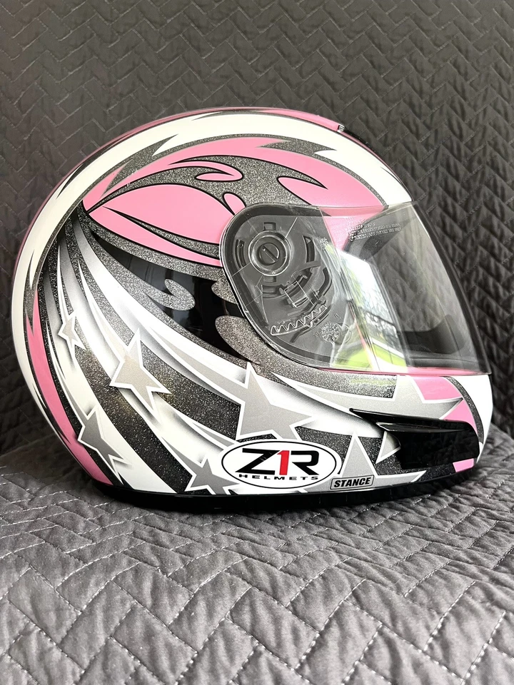 Z1R Stance мотоциклетный шлем полный щит прозрачный серый розовый черный размер маленький - Изображение 2 из 4