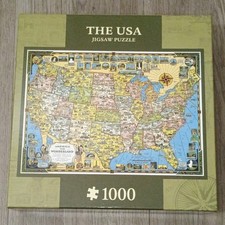 1000 Piece Interlocking Cardboard USA Map Jigsaw Puzzle Multicolor
