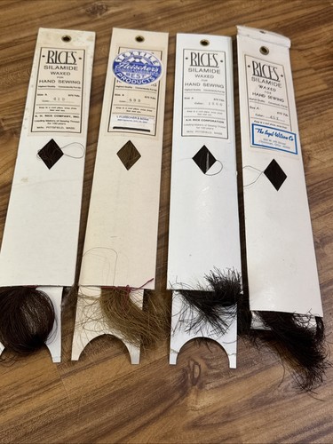 VINTAGE RICE'S WAXED SILAMIDE HAND SEWING THREAD LOT- 4 SKEINS SIZE A - 第 1/6 張圖片