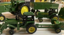 Vintage John Deere Ertl Metal Tractor Lot Attachments Plow Wagon Set Toys