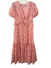 LoveShackFancy Fleur Chiffon Dress Womens Target Melon Floral Multiple Size 8