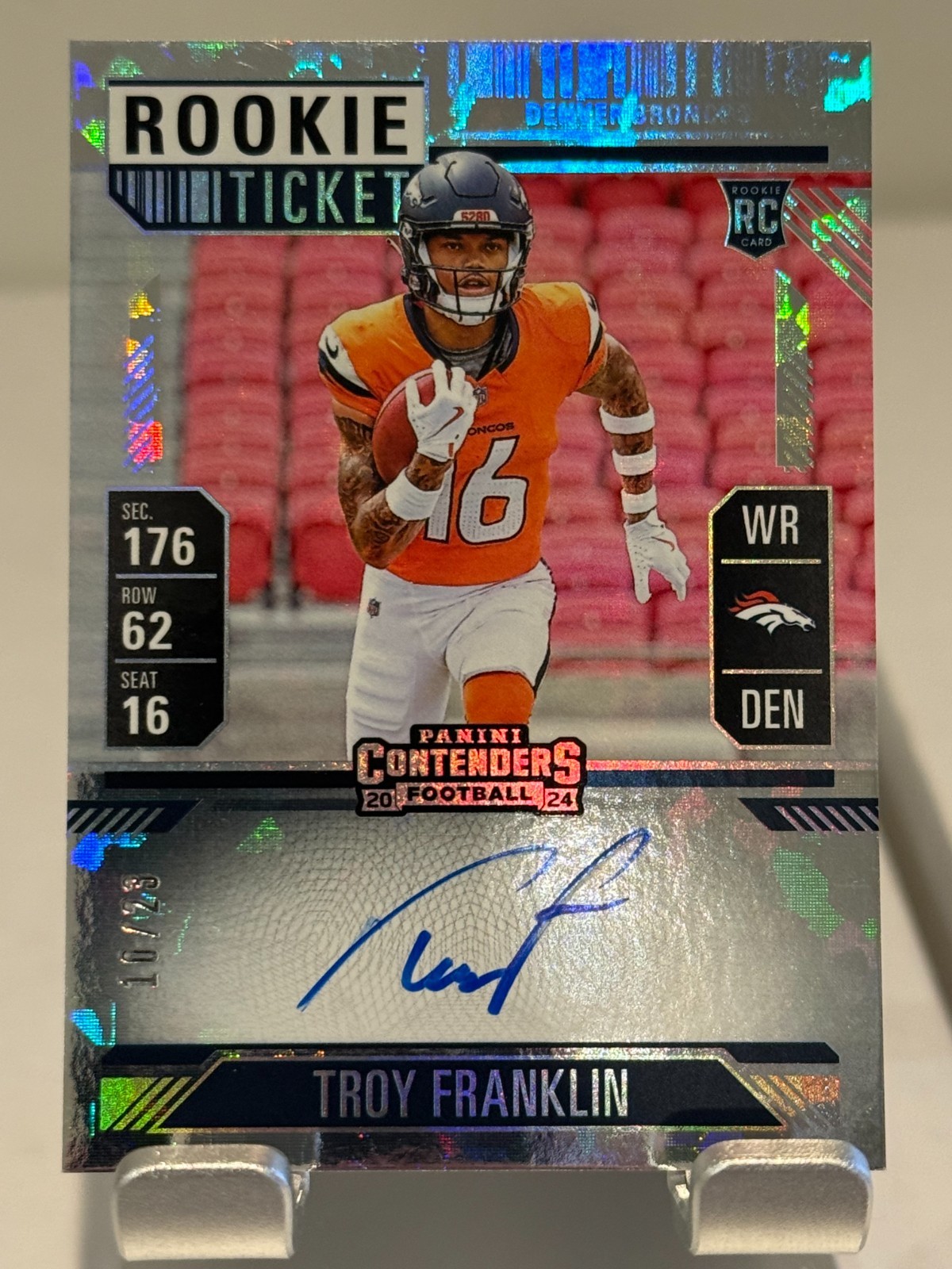 2024 Panini Contenders Troy Franklin Cracked Ice Auto Rookie Ticket 10/23