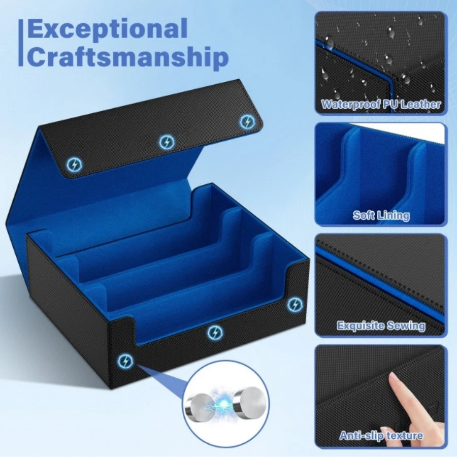 Trading Card Storage Box for 1800+, Leather Storage Box with Strong Closure - Image 4 of 4