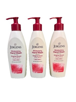 3 Pack Jergens Original Cherry Almond Moisturizing Hand Wash Soap Pump 8.45 oz