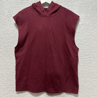 Athleta Women's Sundown Sweatshirt Tank Size M Red Berry Hooded Activewear