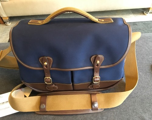 Billingham Mini Eventer - Camera Bag - Navy Canvas / Chocolate New with Tags