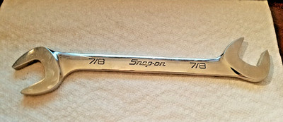 Snap On 7/8'' SAE Four-Way Open-End Angle Head Chrome Wrench. # VS28B MADE IN USA