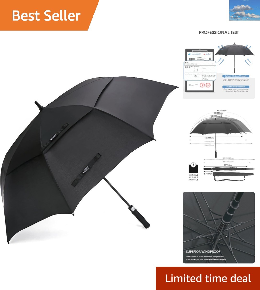 Umbrella &ndash; Double Canopy, Auto Open For Protection