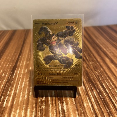 Machamp V Metal Gold Foil Pokemon Card Fan Art Card HP222 | eBay