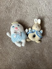 Vintage Eden Humpty Dumpty Rattle Plush Toy 6"  Bunny Rattle 6  Lot