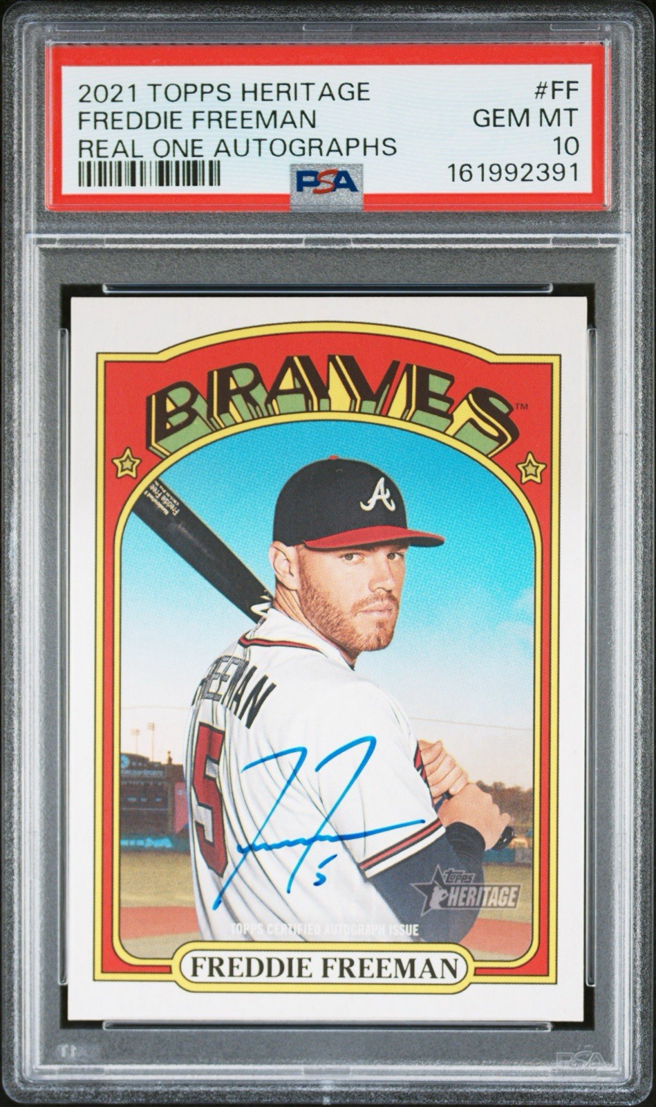 2021 Topps Heritage Freddie Freeman Real One Autographs Auto PSA 10